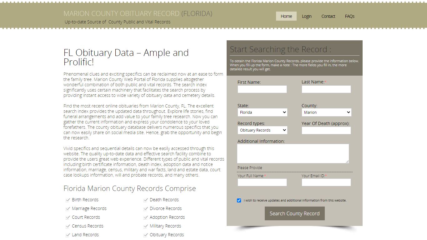 Marion County, Florida Obituary Death Notice Index