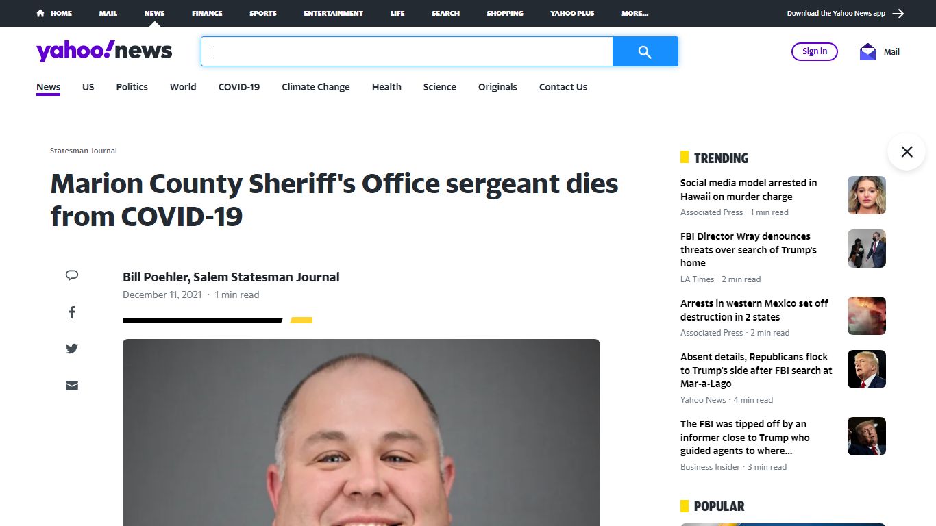 Marion County Sheriff's Office sergeant dies from COVID-19